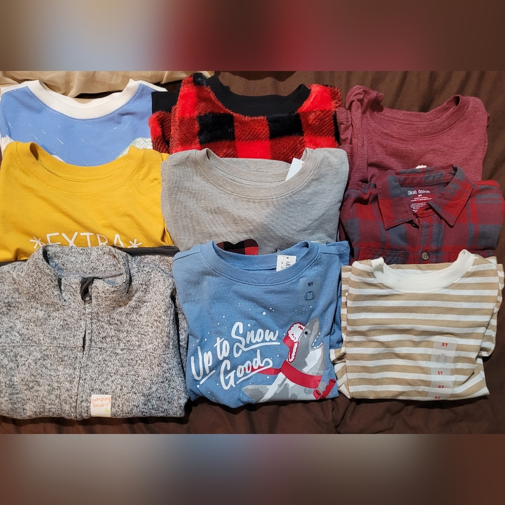 NWT 9 Piece Set Toddler Boy Long Sleeve Shirts Jacket Sweater 5T